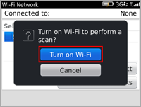 Select Wi-Fi Network and choose Turn on Wi-Fi 
