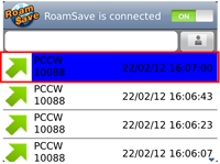 Select a number from your call log in the RoamSave application