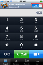 Slide the button to connect RoamSave then it will change to blue, showing that all incoming/ outgoing calls are connected via RoamSave