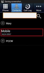 Select a contact number from Contacts in the RoamSave application (RoamSave reads and presents your phone Contacts).