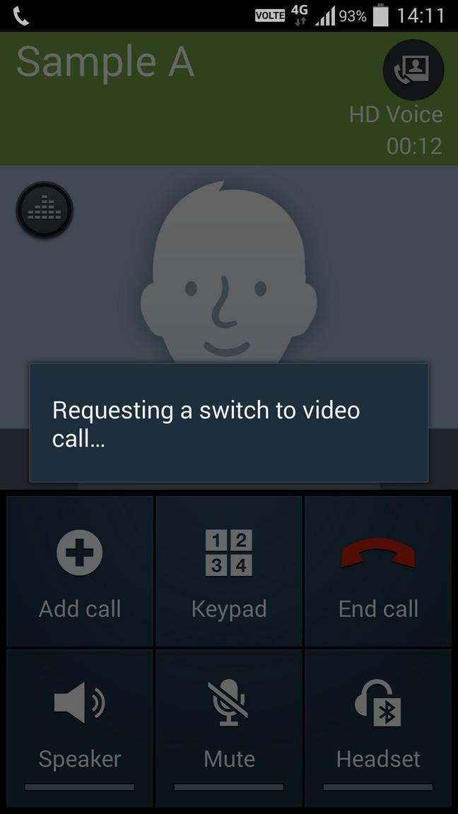 Switch between voice and video call by pushing the button on the top right corner.