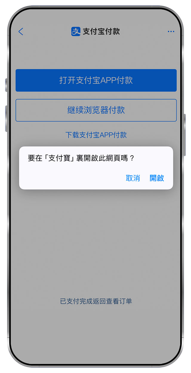 3. Payment via Alipay