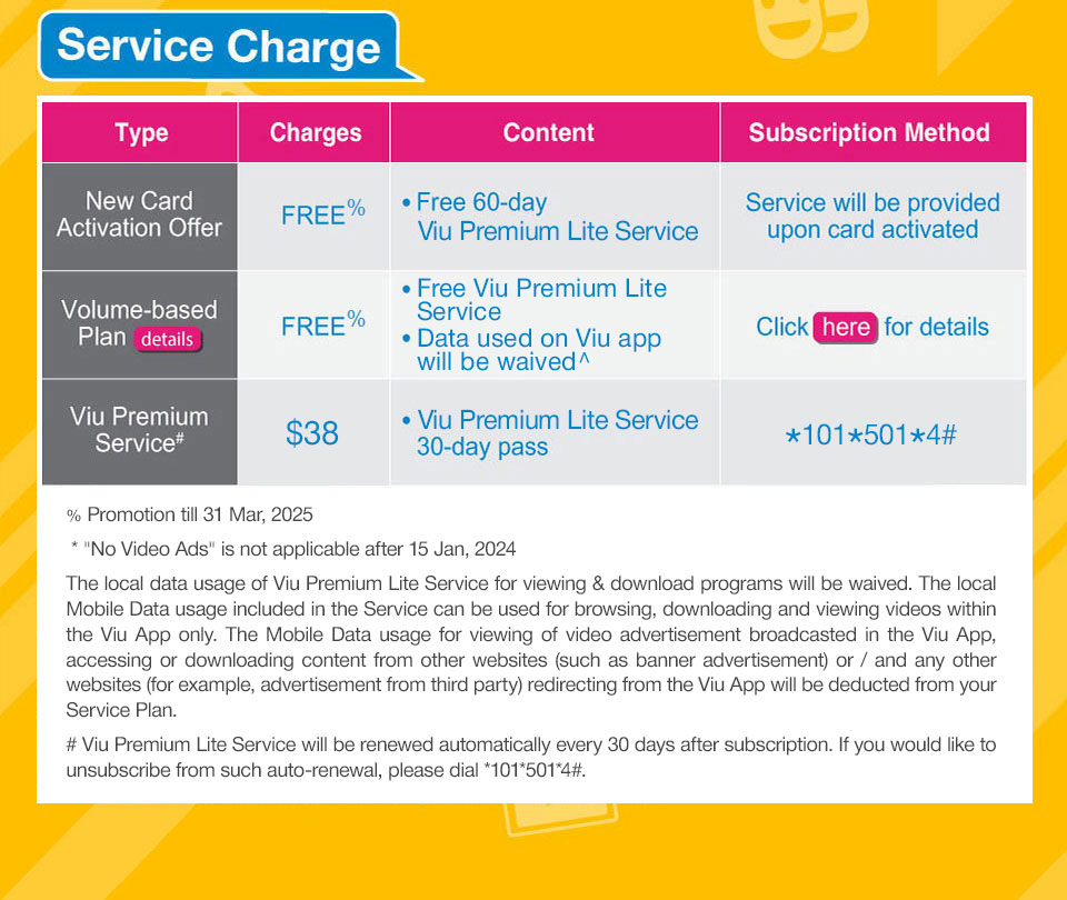 Viu Premium Lite Service - Service Charge